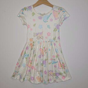 DotDotSmile Size 3/4 Classic Cap Dress - NWT Cream with birds print